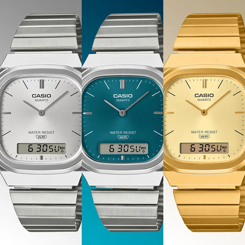 Casio Vintage Retro-Modern Dual Time Silver Dial Watch | AQ-240E-7A
