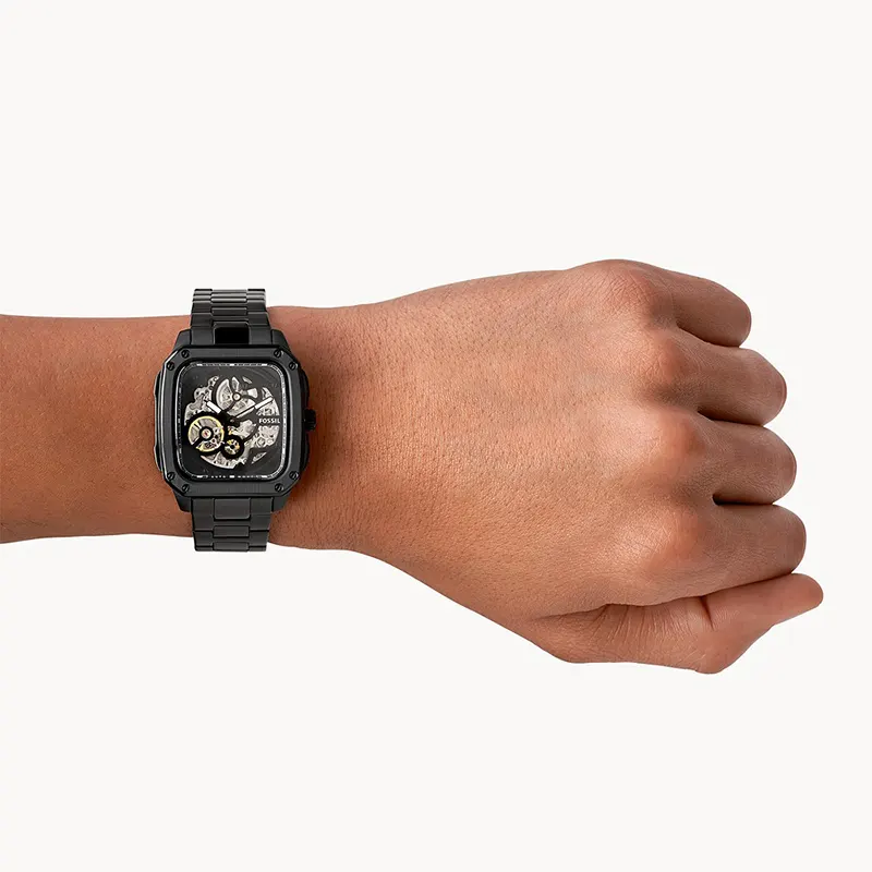 Fossil Inscription Skeleton Black Dial Men's Watch | BQ2574