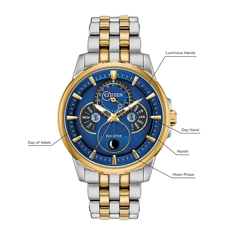 Citizen Calendrier Moonphase Eco-Drive  Blue Dial Men's Watch | BU0054-52L