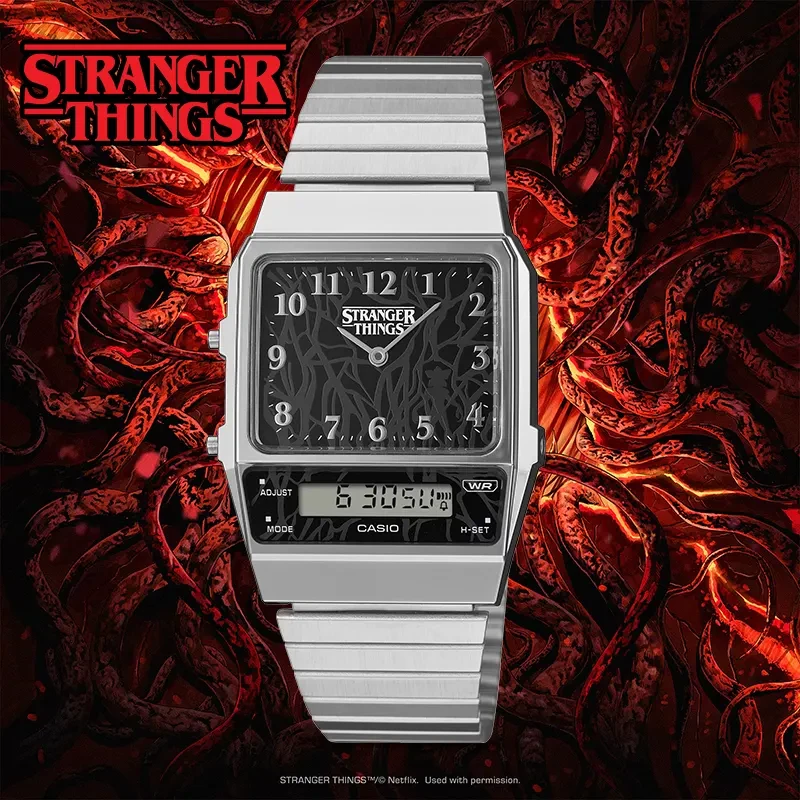 Casio X Stranger Things Vintage Twisting Vines Pattern Dial Watch | AQ-800EST-1ADR