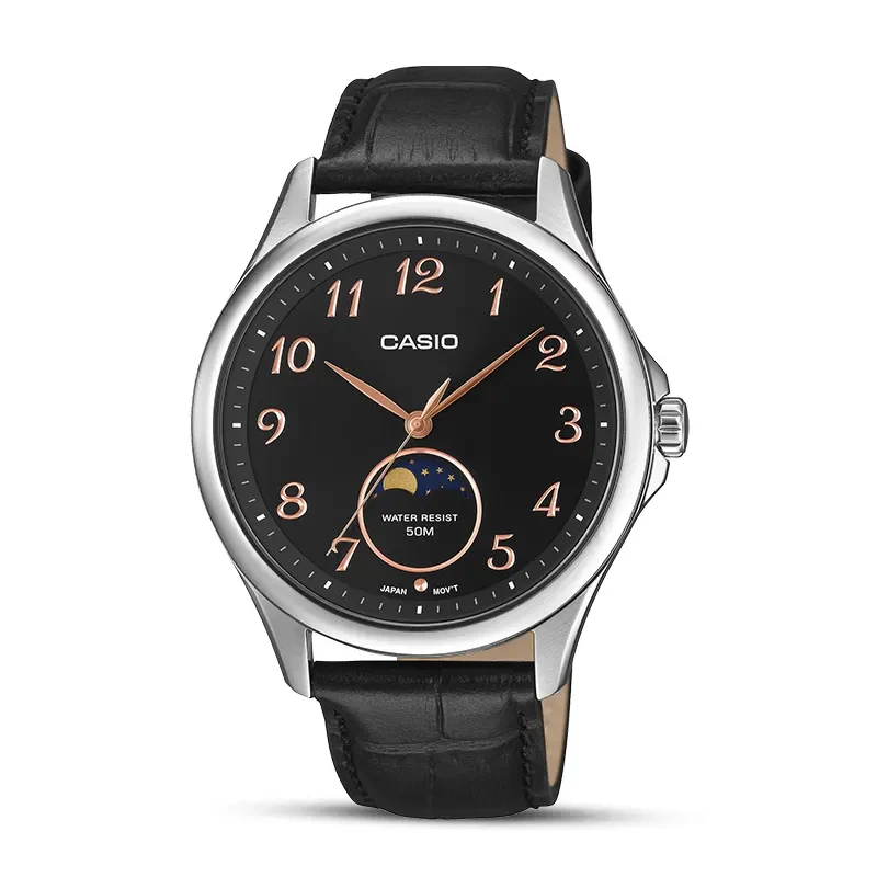 Casio Enticer Moon Phase Black Dial Men's Watch | MTP-M110L-1AV
