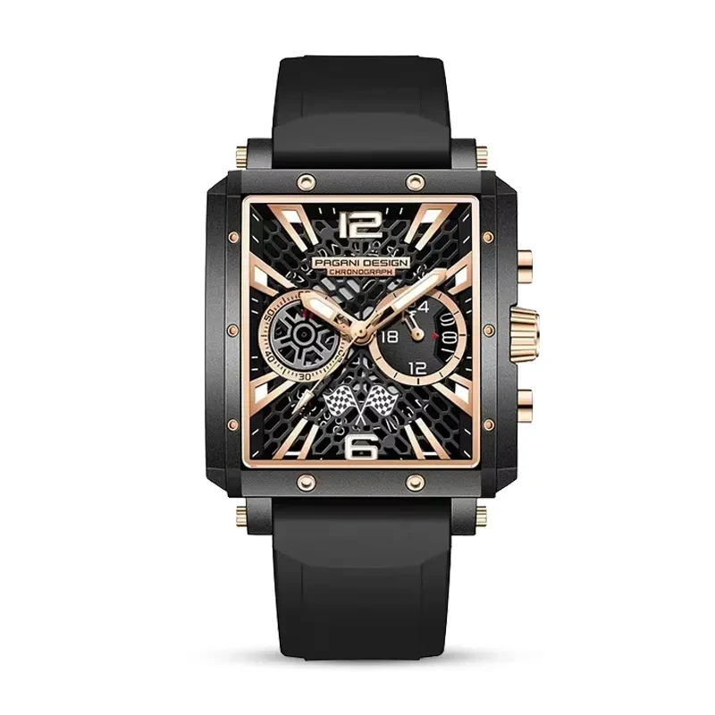 Pagani Design PD-1725 Racing Series Black Silicone Strap Men's Watch